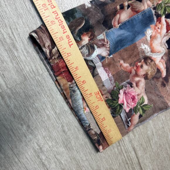 SHEIN Renaissance Cherub Print Straight Leg Pants Size 26 Angel Baroque Art Y2K - Picture 6 of 10